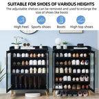 Meuble à chaussures 5 niveaux avec portes vitrées et étagère réglable pour entrée, organisateur de chaussures fin en bois pour 20 paires pour couloir d'appartements