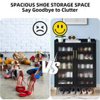 Meuble à chaussures 5 niveaux avec portes vitrées et étagère réglable pour entrée, organisateur de chaussures fin en bois pour 20 paires pour couloir d'appartements