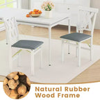 Chaises de cuisine pliantes lot de 2/4 avec cadre en bois d'hévéa et assise rembourrée en cuir PVC blanc/marron