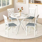 Chaises de cuisine pliantes lot de 2/4 avec cadre en bois d'hévéa et assise rembourrée en cuir PVC blanc/marron