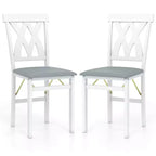 Chaises de cuisine pliantes lot de 2/4 avec cadre en bois d'hévéa et assise rembourrée en cuir PVC blanc/marron