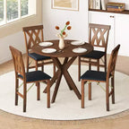 Chaises de cuisine pliantes lot de 2/4 avec cadre en bois d'hévéa et assise rembourrée en cuir PVC blanc/marron