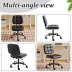 Petite chaise de bureau compacte, jolie chaise de coiffeuse sans accoudoirs avec roulettes, dossier bas, chaise de bureau réglable en hauteur pour petits espaces, cuir PU