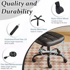 Petite chaise de bureau compacte, jolie chaise de coiffeuse sans accoudoirs avec roulettes, dossier bas, chaise de bureau réglable en hauteur pour petits espaces, cuir PU