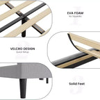 Cadre de lit rembourré Grand lit / Très grand lit avec tête de lit, lit plateforme avec lattes en bois, aucun sommier tapissier requis, montage facile