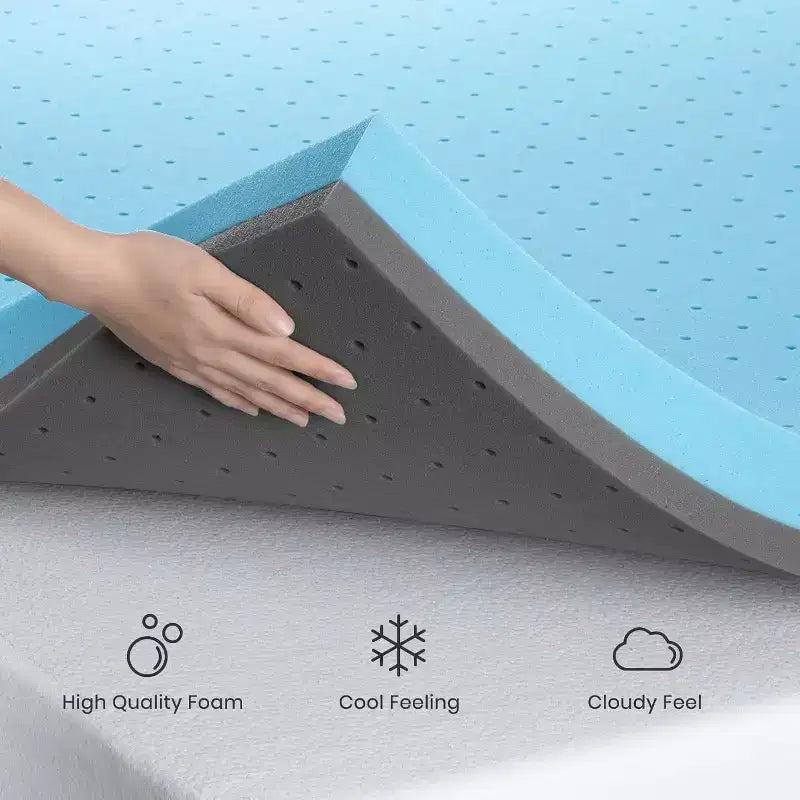 Surmatelas Jumeau de 3 Pouces - Mousse à Mémoire de Forme Infusée de Gel, Coussin Rafraîchissant pour Soulagement de la Pression et Douleurs Dorsales, Certifié CertiPUR-US