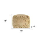 Poufs ottomans cubiques en jute naturelle mélangée, motif quadrilobe, 18 po