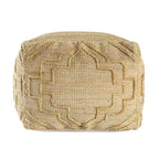 Poufs ottomans cubiques en jute naturelle mélangée, motif quadrilobe, 18 po
