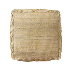 Poufs ottomans cubiques en jute naturelle mélangée, motif quadrilobe, 18 po