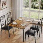 Ensemble de salle à manger 5 pièces, table et chaises de cuisine, ensemble de meubles de salle à manger rectangulaires d'intérieur en métal et bois