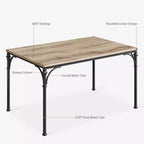 Ensemble de salle à manger 5 pièces, table et chaises de cuisine, ensemble de meubles de salle à manger rectangulaires d'intérieur en métal et bois