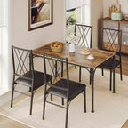 Ensemble de salle à manger 5 pièces, table et chaises de cuisine, ensemble de meubles de salle à manger rectangulaires d'intérieur en métal et bois