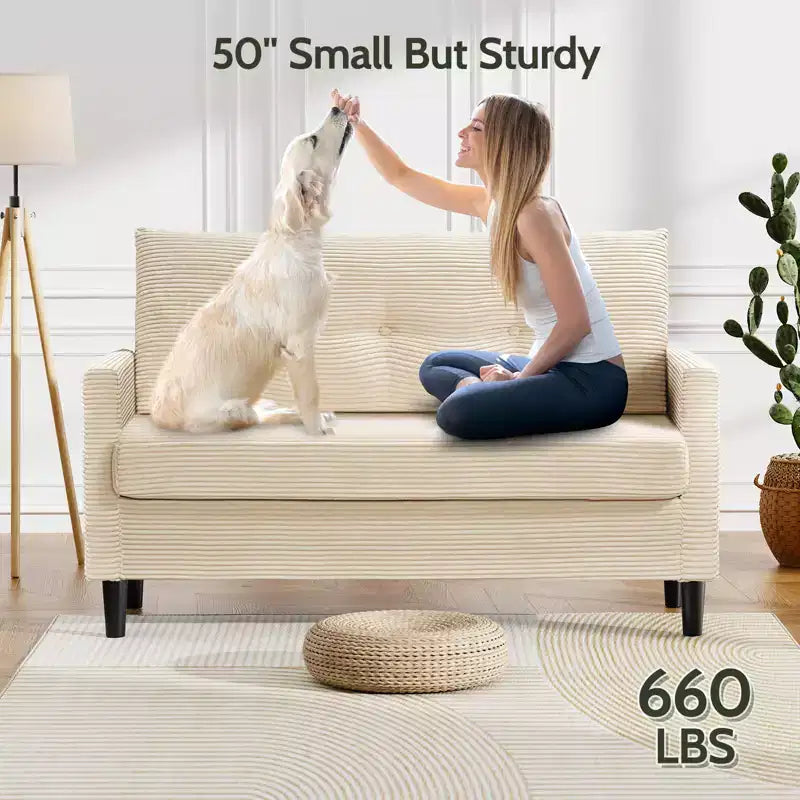 50 petits canapés deux places, petits canapés pour salon, chambre, bureau, causeuse confortable avec coussin à ressorts à assise profonde