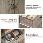 Meuble de garde-manger de cuisine avec 2 tiroirs, armoire de rangement haute de style rustique, meuble de rangement alimentaire en bois