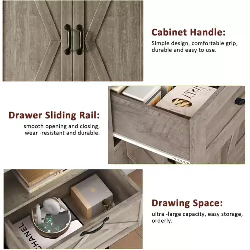 Meuble de garde-manger de cuisine avec 2 tiroirs, armoire de rangement haute de style rustique, meuble de rangement alimentaire en bois