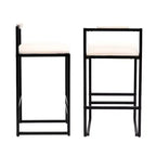 Lot de 2 tabourets de bar, revêtement en similicuir, cadre en métal, hauteur comptoir pour îlot de cuisine, beige