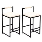Lot de 2 tabourets de bar, revêtement en similicuir, cadre en métal, hauteur comptoir pour îlot de cuisine, beige