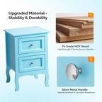 Table de chevet avec 2 tiroirs, Tables de nuit pour chambres, Petite table de chevet/Table de chevet blanche avec tiroirs pour petits espaces