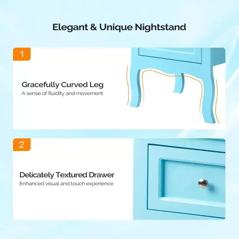 Table de chevet avec 2 tiroirs, Tables de nuit pour chambres, Petite table de chevet/Table de chevet blanche avec tiroirs pour petits espaces