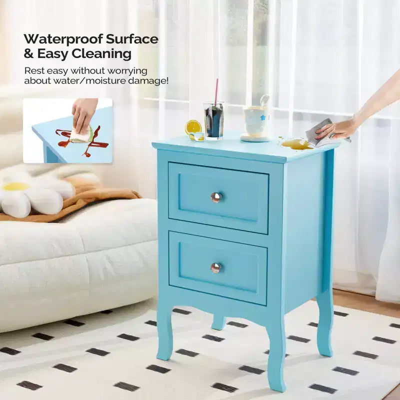 Table de chevet avec 2 tiroirs, Tables de nuit pour chambres, Petite table de chevet/Table de chevet blanche avec tiroirs pour petits espaces