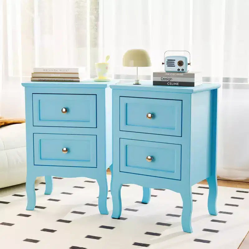 Table de chevet avec 2 tiroirs, Tables de nuit pour chambres, Petite table de chevet/Table de chevet blanche avec tiroirs pour petits espaces