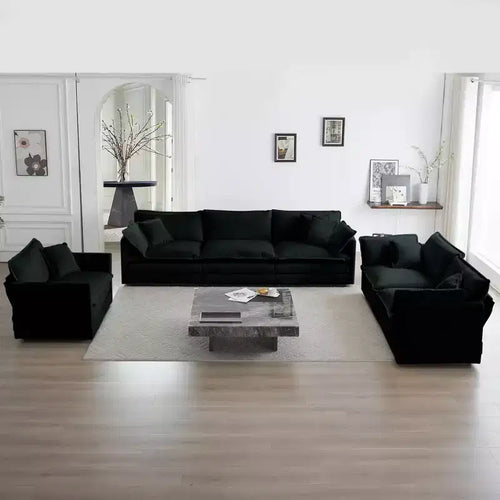 Ensemble 3 Pièces Canapé 3 Places Canapé Modulable Profond pour Salon Chenille Verte