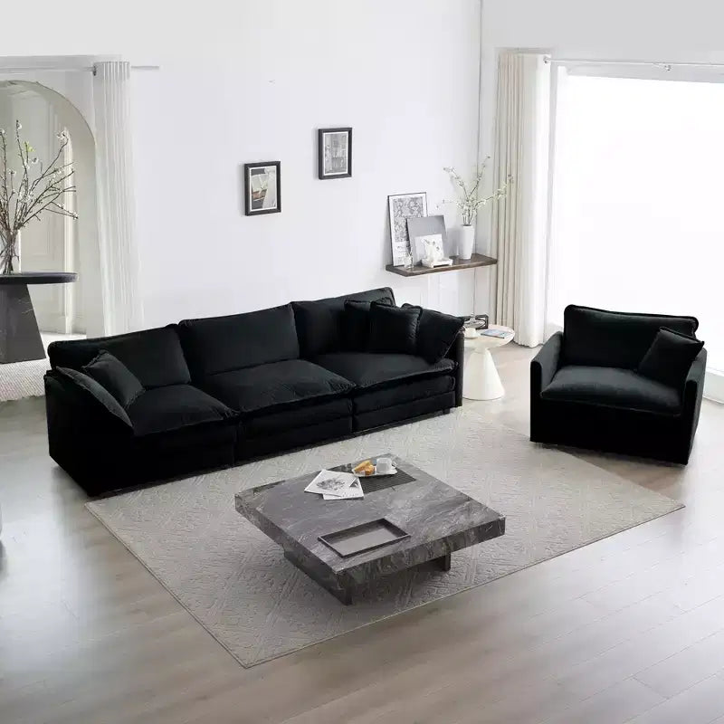 Ensemble 3 Pièces Canapé 3 Places Canapé Modulable Profond pour Salon Chenille Verte