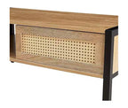 Table Basse Rectangulaire de Salon, Meuble d'appoint en Bois avec Porte Coulissante, Étagère de Rangement Ouverte et Pieds en Métal, pour Canapé et Salon