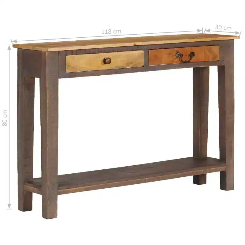 Console Table Vintage Table d'entrée avec Rangement Bois Massif Acacia