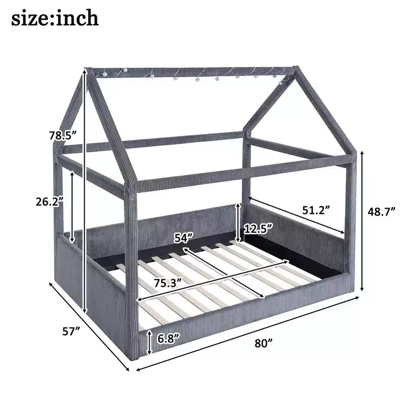 Lit de repos capitonné de taille standard avec bandes lumineuses LED