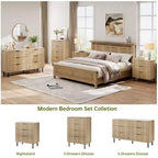 Commode cannelée à 3 tiroirs, large commode en bois, organisateur de tiroirs avec pieds en métal et dispositif anti-basculement