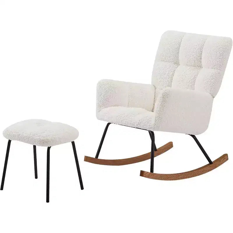 Fauteuil à bascule, fauteuil inclinable ergonomique avec dossier haut et accoudoirs, canapé simple rembourré pour salon, chambre à coucher et chambre d'enfant