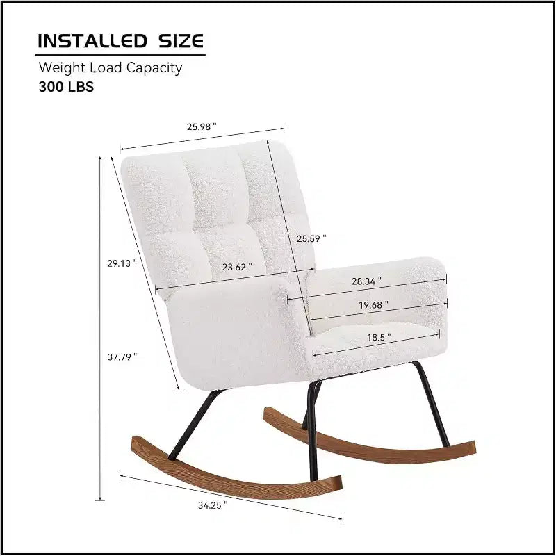 Fauteuil à bascule, fauteuil inclinable ergonomique avec dossier haut et accoudoirs, canapé simple rembourré pour salon, chambre à coucher et chambre d'enfant