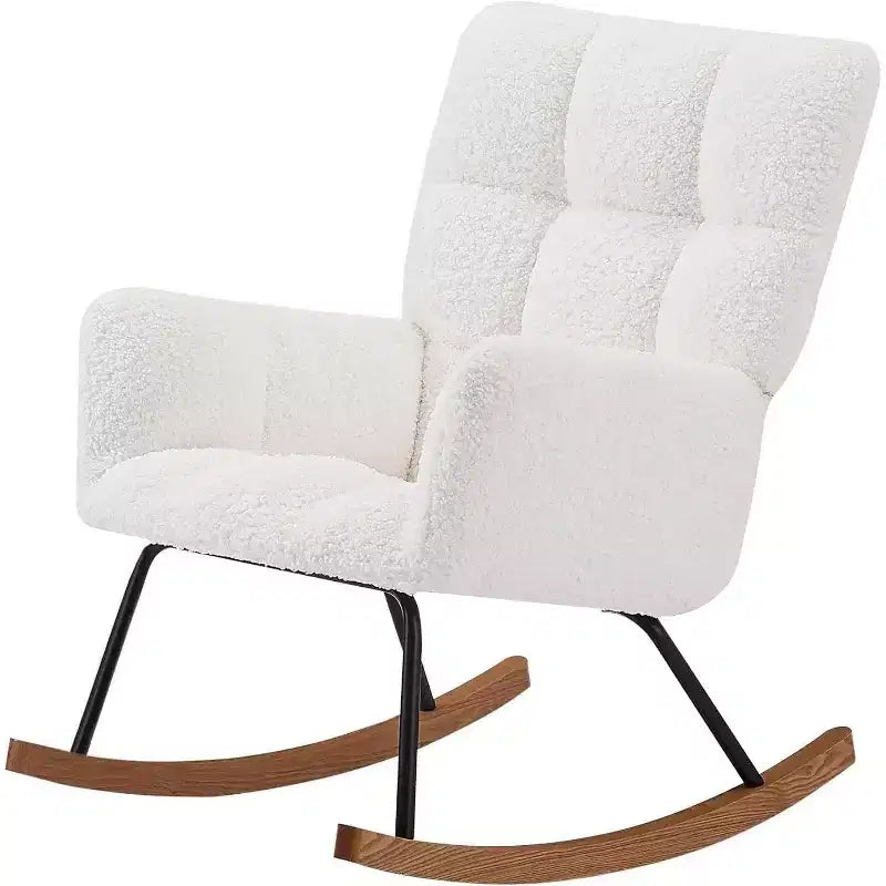 Fauteuil à bascule, fauteuil inclinable ergonomique avec dossier haut et accoudoirs, canapé simple rembourré pour salon, chambre à coucher et chambre d'enfant