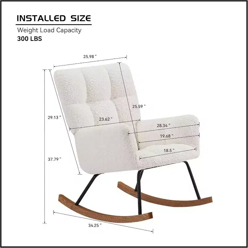 Fauteuil à bascule, fauteuil inclinable ergonomique avec dossier haut et accoudoirs, canapé simple rembourré pour salon, chambre à coucher et chambre d'enfant