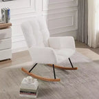 Acekool Rocking Chair, Ergonomic Lounge Recliner with High Backrest and Armrests, Upholstered Single Sofa for Living Room Bedroom Nursery