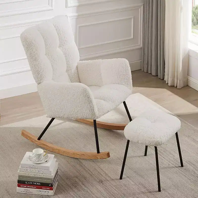 Fauteuil à bascule, fauteuil inclinable ergonomique avec dossier haut et accoudoirs, canapé simple rembourré pour salon, chambre à coucher et chambre d'enfant