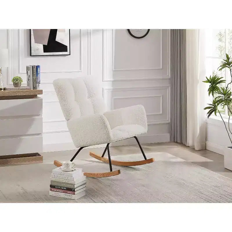 Fauteuil à bascule, fauteuil inclinable ergonomique avec dossier haut et accoudoirs, canapé simple rembourré pour salon, chambre à coucher et chambre d'enfant