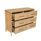 Buffet bas Citlali 48 po en acacia avec 6 tiroirs, de style rétro