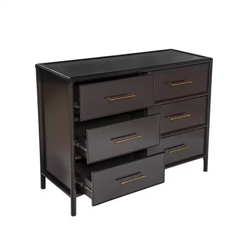 Buffet bas Citlali 48 po en acacia avec 6 tiroirs, de style rétro