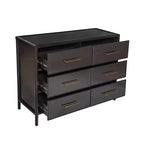 Buffet bas Citlali 48 po en acacia avec 6 tiroirs, de style rétro