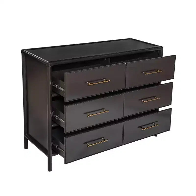 Buffet bas Citlali 48 po en acacia avec 6 tiroirs, de style rétro