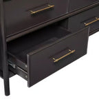 Buffet bas Citlali 48 po en acacia avec 6 tiroirs, de style rétro