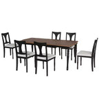 Ensemble de salle à manger 7 pièces extensible avec table de 152 à 198 cm et 6 chaises rembourrées