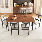 Ensemble de salle à manger 7 pièces extensible avec table de 152 à 198 cm et 6 chaises rembourrées