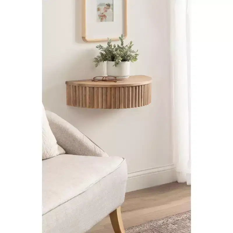 Table d'appoint murale cannelée Reid, 20x11x6, Naturel