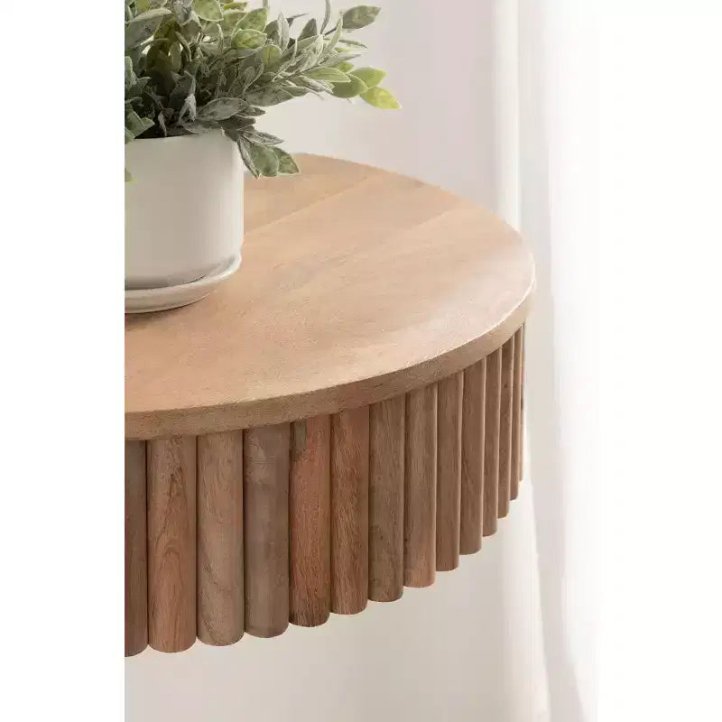Table d'appoint murale cannelée Reid, 20x11x6, Naturel