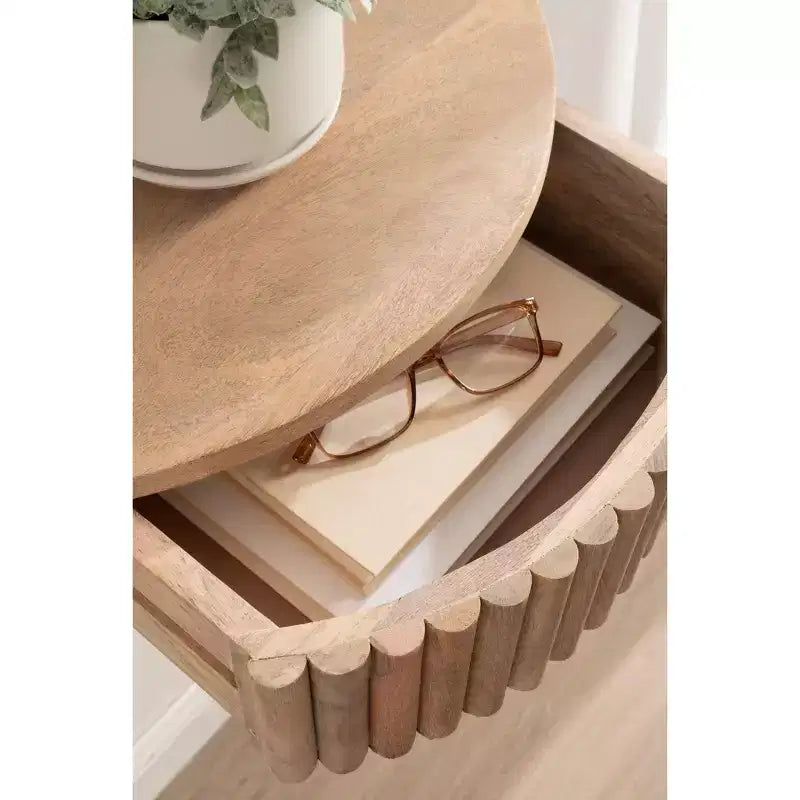 Table d'appoint murale cannelée Reid, 20x11x6, Naturel
