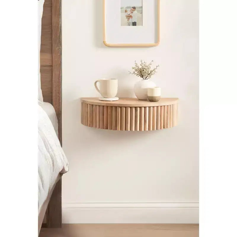 Table d'appoint murale cannelée Reid, 20x11x6, Naturel