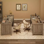 Bureau de style rustique avec tiroir classeur, bureau en bois de 136 cm pour bureau à domicile - Poste de travail robuste avec grand espace de rangement